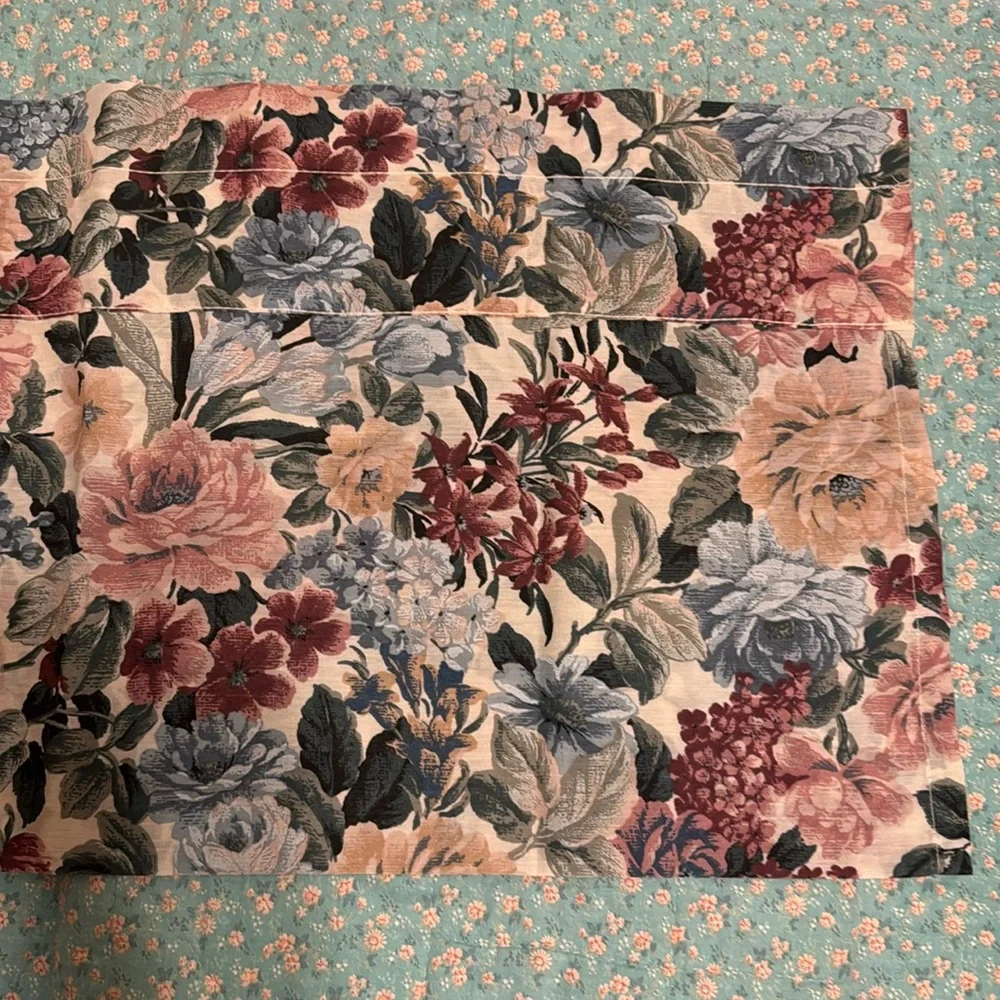Curtain Floral Valance with Pink & Blue Spring Colors